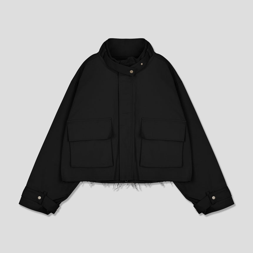 High Collar Cotton Crop Jacket